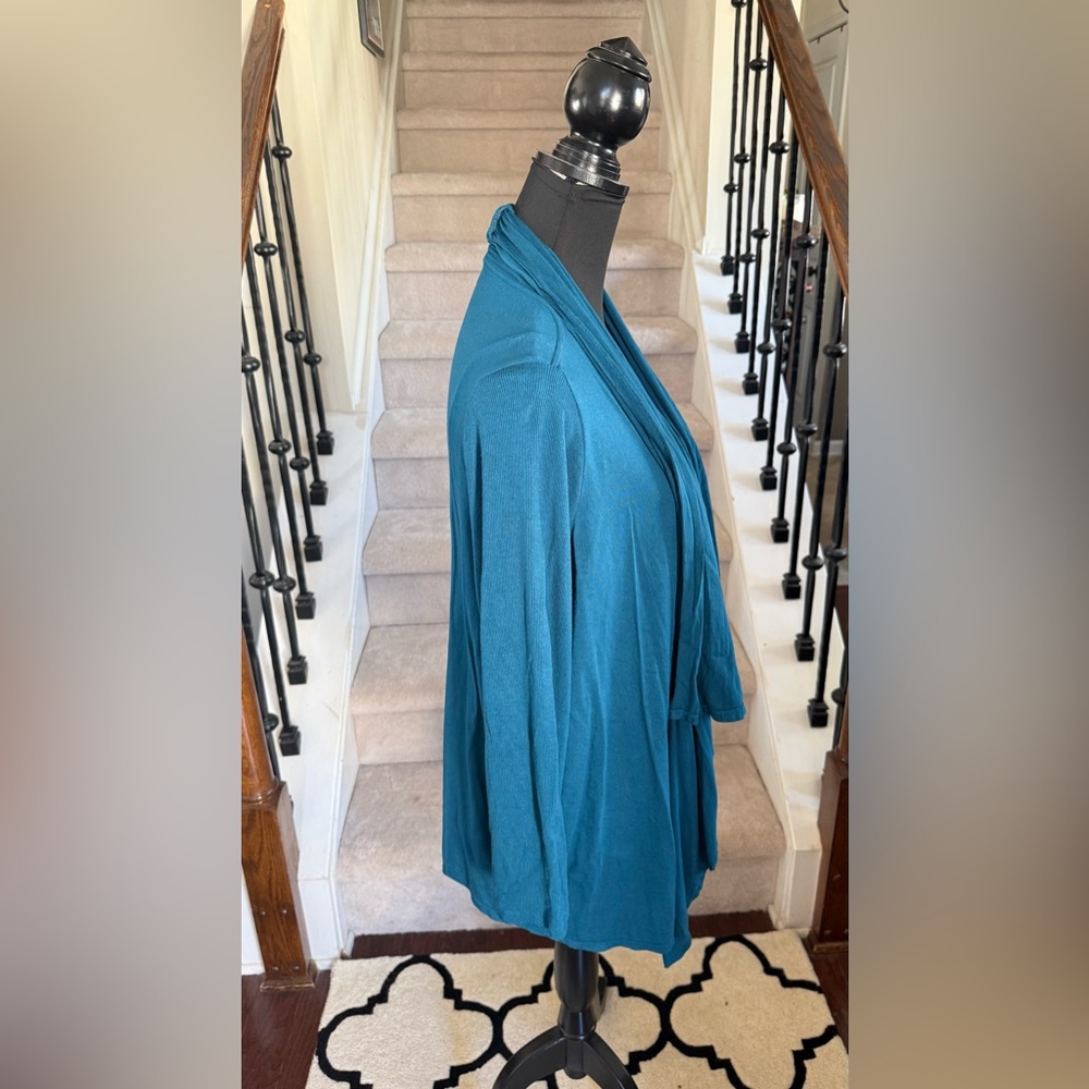 Coldwater Creek Teal Draped Open-Front Cardigan - Picture 2 of 4